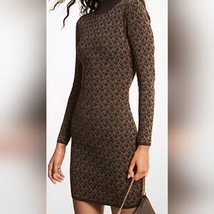 Michael Michael Kors Logo Jacquard Mock Neck Dress